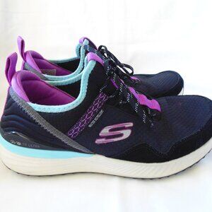 Skechers womens 8.5 M Purple Black TR Ultra Bungee Trainer Sneakers 149080  VGC